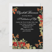 Begrafenisfoto Bloemen Zwart Viering Kaart (Achterkant)