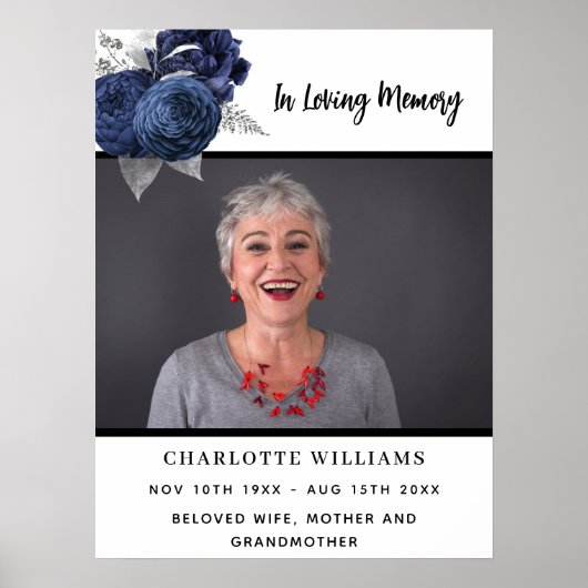 Begrafenisfoto bloemeneenvoudig gedenkteken welkom poster (Voorkant)