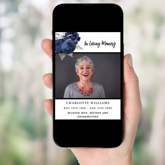 Begrafenisfoto bloemeneenvoudig gedenkteken welkom poster