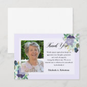 Begrafenisfoto Dank u Purple Flowers Bedankkaart (Voorkant / Achterkant)