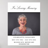 Begrafenisfoto eenvoudig gedenkteken wit zwart wel poster (Voorkant)