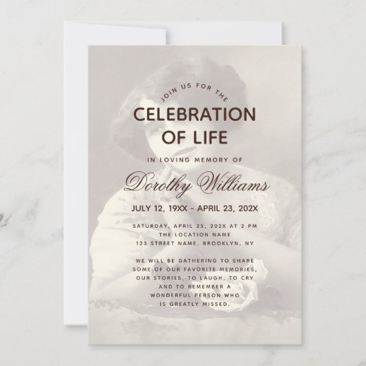 Begrafenisfoto Elegant Script Viering van het leve Kaart (Voorkant)