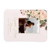 Begrafenisfoto Elegante roze rozenbloem Magneet (Horizontaal)