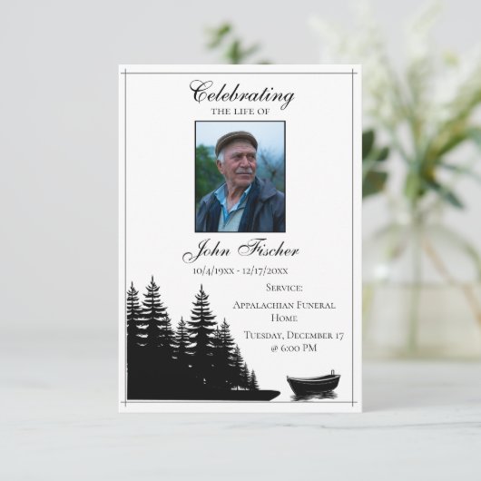 Begrafenisfoto Gebed Kaart Zwart Wit Bijbelvers (Staand voorkant)