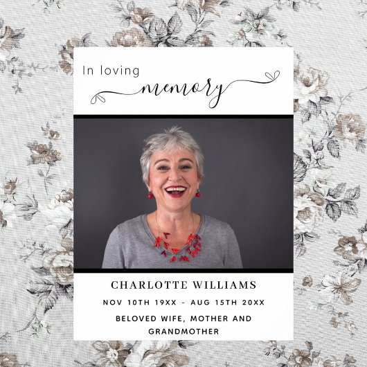 Begrafenisfoto gedenkteken witte zwarte harten wel poster