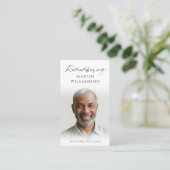 Begrafenisfoto Herinnering Naam Modern Prayer Kaar Visitekaartje (Staand voorkant)