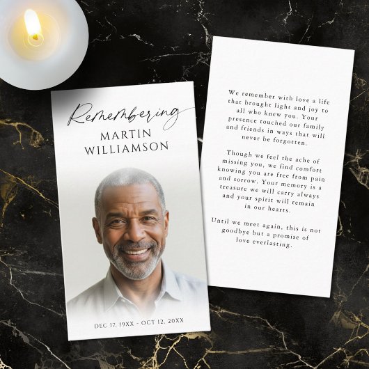 Begrafenisfoto Herinnering Naam Modern Prayer Kaar Visitekaartje