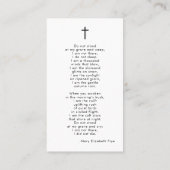 Begrafenisfoto in liefdevolle herinnering Cross Pr Visitekaartje (Achterkant)