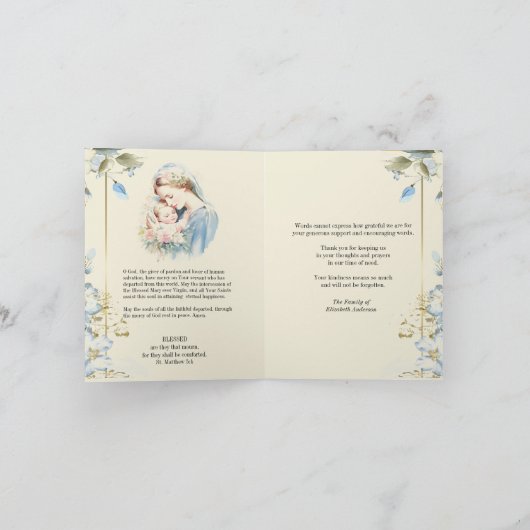 Begrafenisfoto Katholiek Gebed Dank u Notitiekaartje (Binnen)