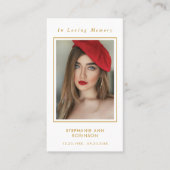 Begrafenisfoto Memorial Gold Cross Prayer Kaart Visitekaartje (Voorkant)