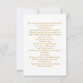Begrafenisfoto Memorial Gold Script Keepsake Kaart (Achterkant)