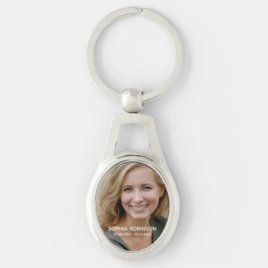 Begrafenisfoto Memorial Keepsake Sleutelhanger (Voorkant)