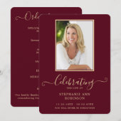 Begrafenisfoto Orde van Dienst Bourgondië Goud Programmakaart (Voorkant / Achterkant)