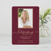 Begrafenisfoto Orde van Dienst Bourgondië Goud Programmakaart (Staand voorkant)