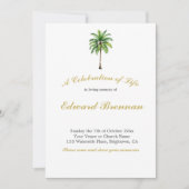 Begrafenisfoto Palmboom Waterverf Elegant geblader Kaart (Voorkant)