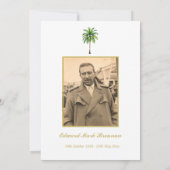 Begrafenisfoto Palmboom Waterverf Elegant geblader Kaart (Achterkant)