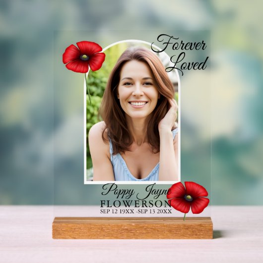Begrafenisfoto Poppy Acryl teken Acryl Bord (Neutraal)