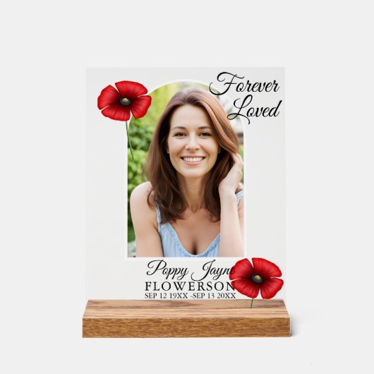Begrafenisfoto Poppy Acryl teken Acryl Bord (Voorkant)