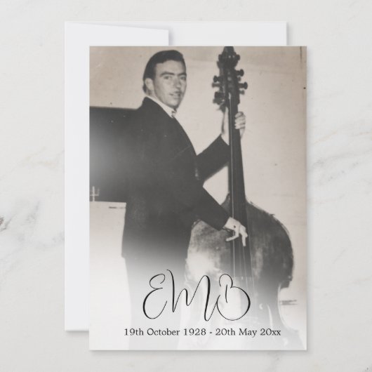 begrafenisfoto van elegante mannenviering kaart (Achterkant)