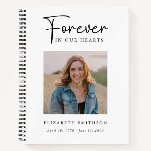 Begrafenisfoto voor altijd in ons hart Gedicht Geb Notitieboek (Voorkant)