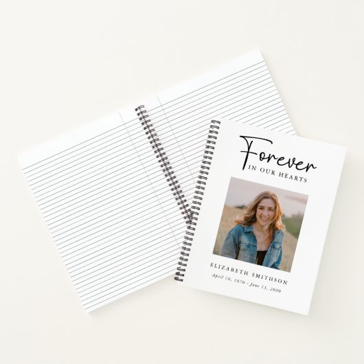 Begrafenisfoto voor altijd in ons hart Gedicht Geb Notitieboek (Binnen)