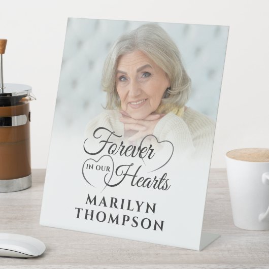 Begrafenisfoto voor altijd in ons hart reclamebord met voetstuk (Insitu)