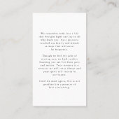 Begrafenisfoto voor altijd in onze harten Gebed Ka Visitekaartje (Achterkant)