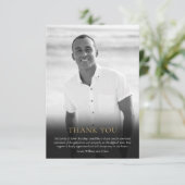 Begrafenisfoto zwart-wit elegant groen bedankkaart (Staand voorkant)