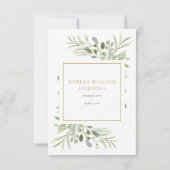 Begrafenisfoto zwart-wit elegant groen bedankkaart (Achterkant)