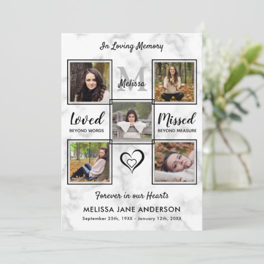 begrafenisfotocollageherdenking van het leven kaart (Staand voorkant)