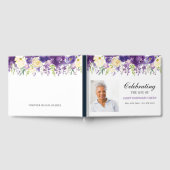 Begrafenisgastenboek met Paarse en Cream Flowers Gastenboek (Volledig)