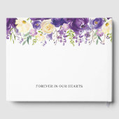 Begrafenisgastenboek met Paarse en Cream Flowers Gastenboek (Achterkant)