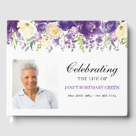 Begrafenisgastenboek met Paarse en Cream Flowers Gastenboek