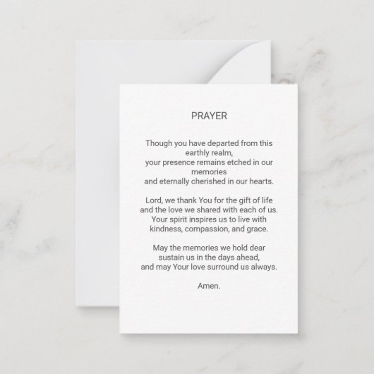 Begrafenisgebed Kaart Bloemenkruis Notitiekaartje (Achterkant)
