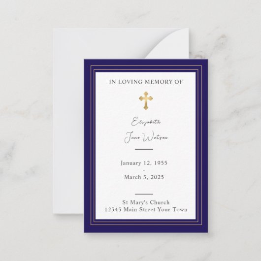 Begrafenisgebed Kaart Bloemenkruis Notitiekaartje (Voorkant)