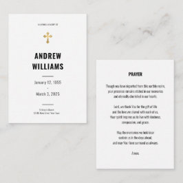 Begrafenisgebed Kaart eenvoudig zwart en wit Notitiekaartje
