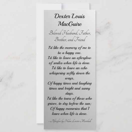 Begrafenisgebed Kaart | Eeuwig van jou (Achterkant)