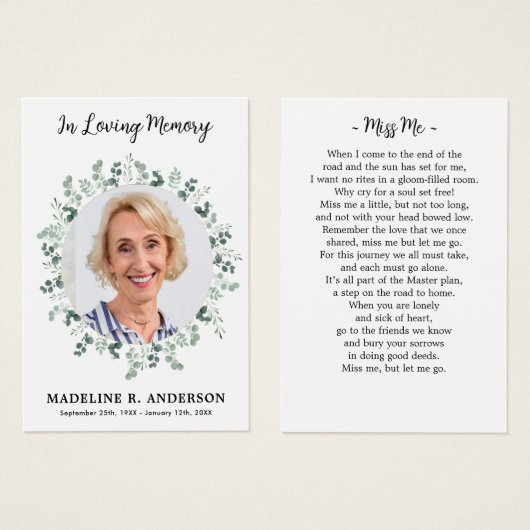 Begrafenisgebed Kaart Foto Sympathy Memorial (Voorkant /achterkant)