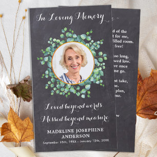 Begrafenisgebed Kaart Rustiek Elegant Groen Contactkaartje