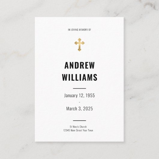 Begrafenisgebed Kaart zwart-wit Visitekaartje (Voorkant)