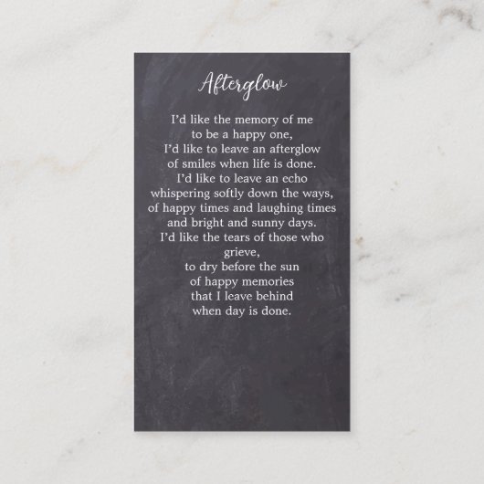 Begrafenisgebed Kaarten Foto Sympathie Slate Contactkaartje (Achterkant)