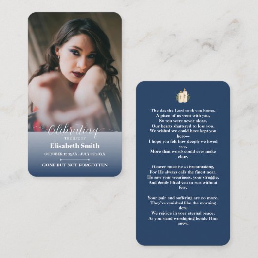 Begrafenisgebed Kaarten - Viering van het leven Me Visitekaartje (Voorkant / Achterkant)