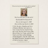 Begrafenisgebed Maagd Maria Kaarten Visitekaartje (Achterkant)