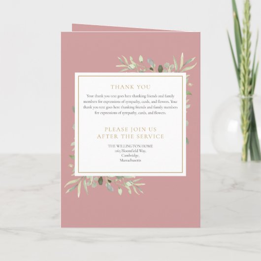 Begrafenisgedenkteken Geplooide Orde van Dienst Programma (Achterkant)