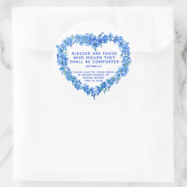 Begrafenisgeschenk blauwe krans scatter zaad ronde sticker