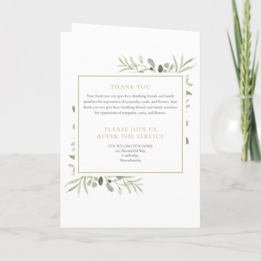 Begrafenisgroen Memorial Order Of Service Vouw Programma (Achterkant)