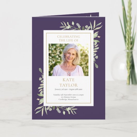 Begrafenisgroen Memorial Order Of Service Vouw Programma (Voorkant)