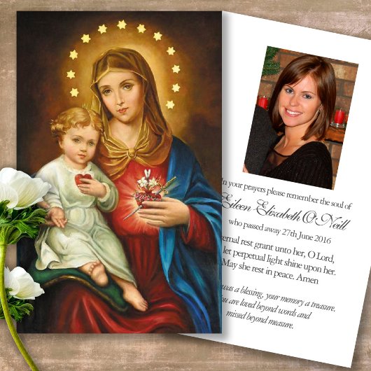 Begrafenishart Mary Memorial Gebed Sympathie Cards Visitekaartje