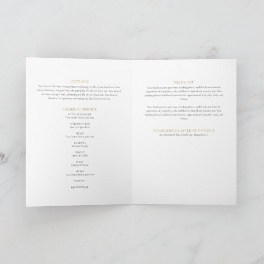 Begrafenisherdenking Orde van de Dienst Foto Programma (Binnen)