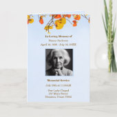 Begrafenisherdenking Orde van Dienst Tribute Programma (Voorkant)